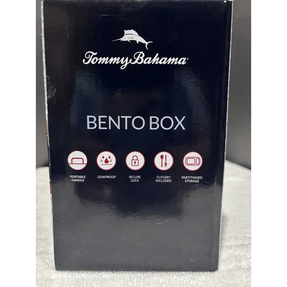 NIB Bento Box/Lunch Box-Tommy Bahama - 3 Tier, Leakproof, Plastic, Handle